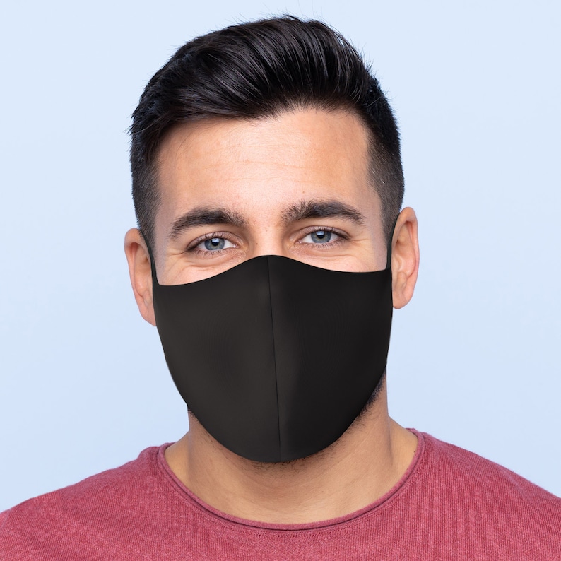 Three Layers Face Mask All Black Face Mask Reusable Face