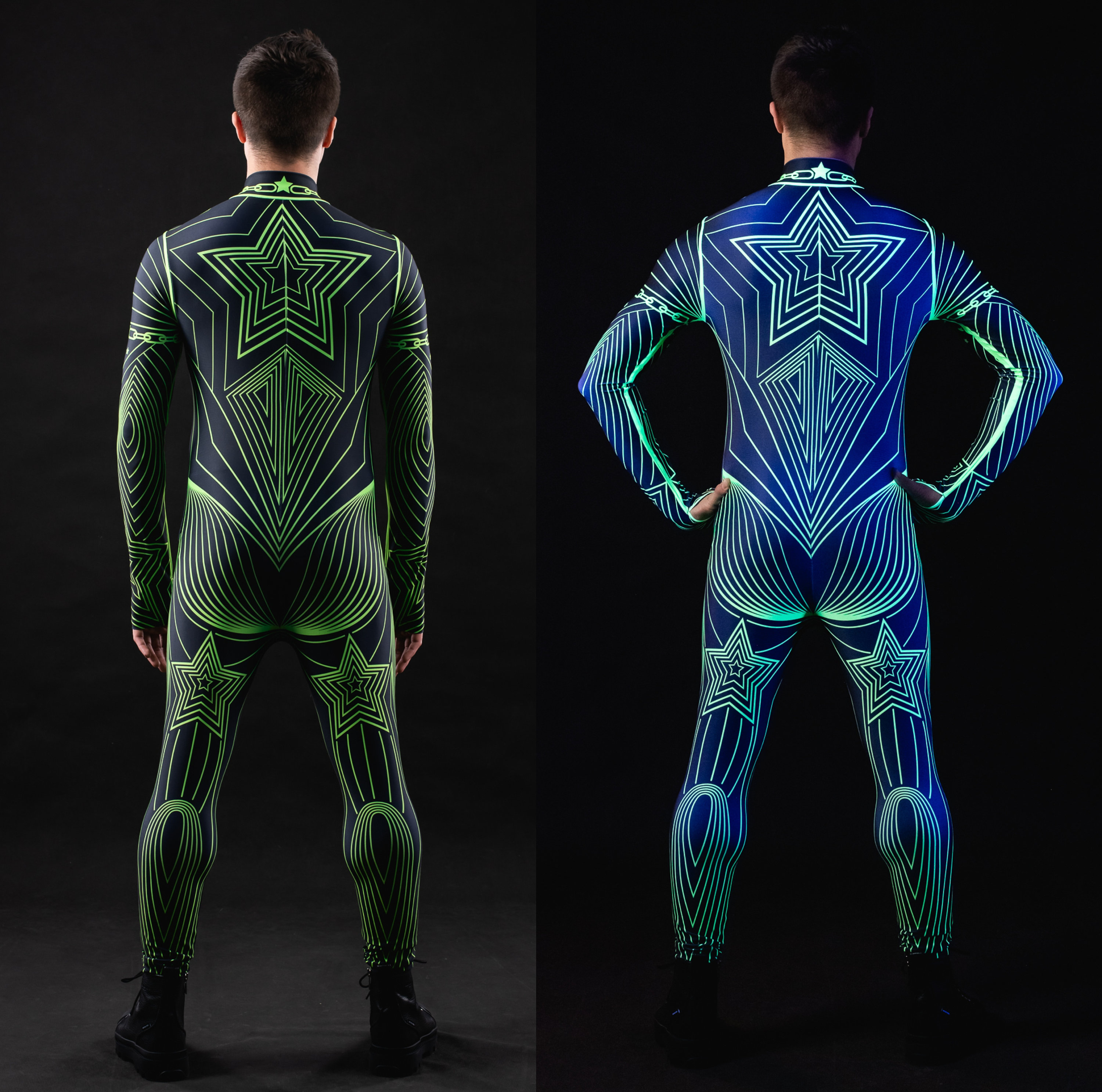 NEON OUTLINE UV Reactive Costume for Men, Adult Halloween Costume ...