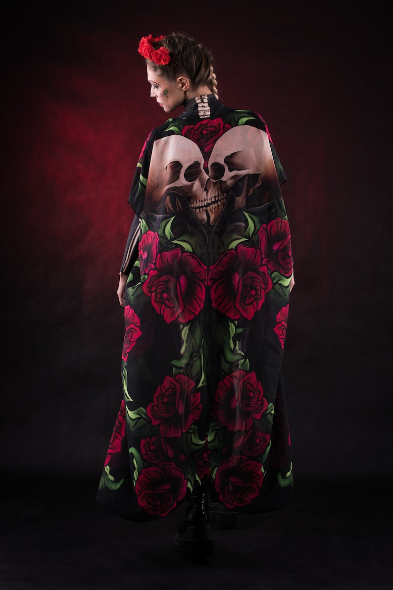 MS DEATH Kimono, Halloween Kimono, Halloween Cape, Los Muertos ...