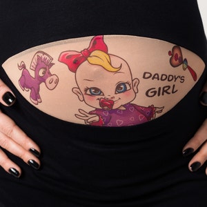 DADDY'S GIRL Tattoo Maternity Shirt, Funny Maternity Tshirt, Maternity Clothes, Pregnancy Clothing, Pregnant Woman Tee, New Mom, Halloween image 2