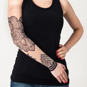 Unisex MANDALA ORNAMENT Mesh Tattoo Sleeve, Temporary Tattoo, Fake Tattoo, Large Tattoo, Halloween Costume, Halloween Tattoo, Gift for Woman