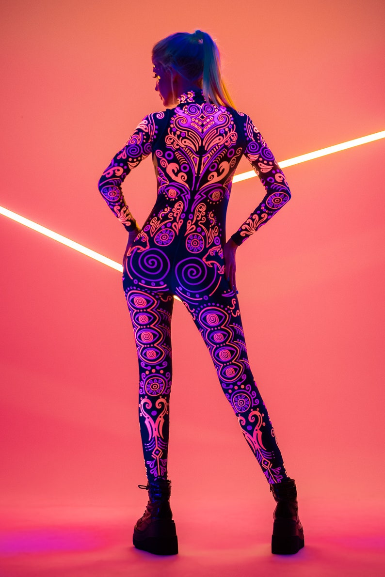 2color Rave Costume, UV Light Reactive Costume for Women, Cosplay ...