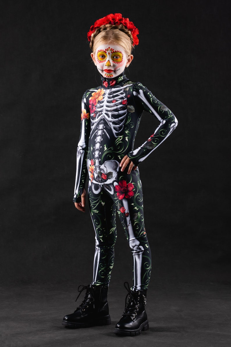 GREEN ORNAMENTS Skeleton Halloween Costume, Kids Full Body Skeleton
