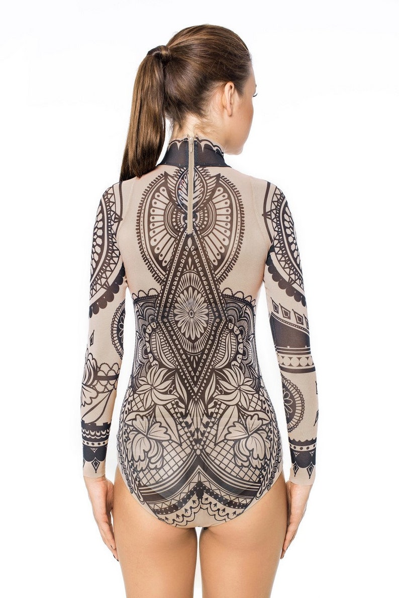 NEW AZTEC FLOWERS Tattoo Bodysuit Mesh Body Tattoo Body | Etsy