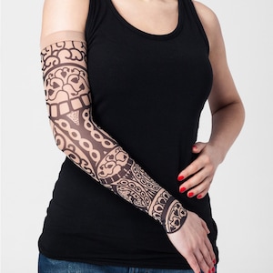 Unisex BLACK ORIENT Mesh Tattoo Sleeve, Temporary Tattoo, Fake Tattoos, Arm Tattoo, Tattoo Clothing, Party, Halloween, Costume, Gift idea