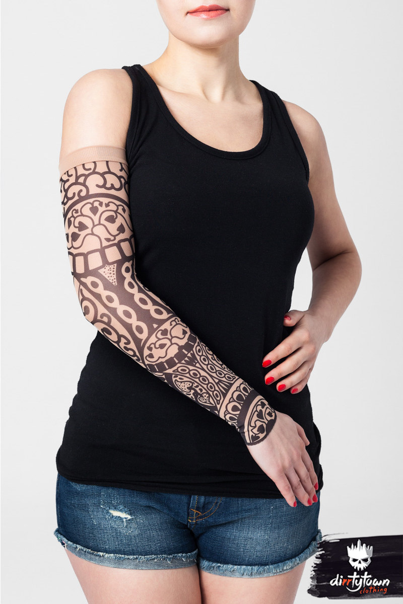Unisex BLACK ORIENT Mesh Tattoo Sleeve, Temporäres Tattoo, Fake Tattoos, Arm Tattoo, Tattoo Kleidung, Party, Halloween, Kostüm, Geschenkidee