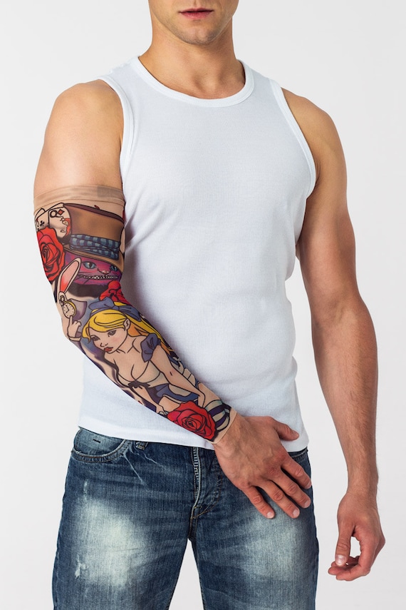 Unisex ALICE IN WONDERLAND Mesh Tattoo Sleeve Temporary - Etsy