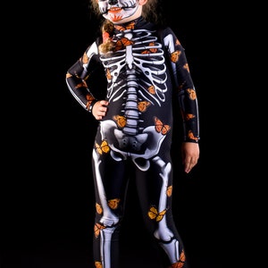 LADY BUTTERFLY Halloween Costume & Wings KIDS Edition, Kids Full Body Skeleton Catsuit, Monarchy Butterfly Costume, Costume for Teenagers image 5