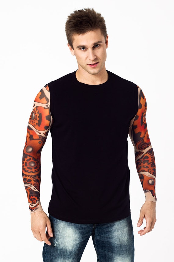 Mens Top With TIME FOR MACHINES (in Color) Temporary Tattoo