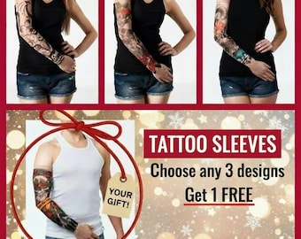 Set de regalo de manga de tatuaje de malla, diseño de brazo falso grande, arte corporal temporal, regalo para mujeres y hombres