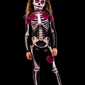 LADY DEATH Halloween Costume KIDS Edition, Kids Full Body Skeleton Costume, Sugarskull Halloween Costume, Day of the Dead Costume for Kids image 7