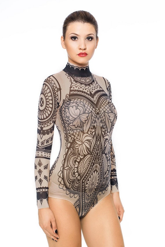 NEW AZTEC FLOWERS Tattoo Bodysuit, Mesh Body, Tattoo Body, Womens  Underwear, Tribal Bodysuit for Women, Printed Body, Fake Tattoo Costume -   Canada