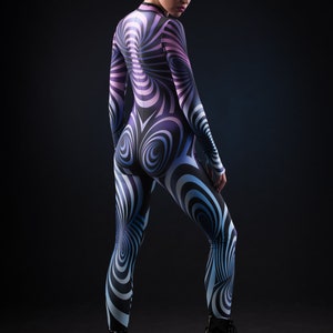 PURPLE SPIRAL Costume for Women, Hypnotizing Costume, Cosplay Costume, 3D Outstanding Halloween Costume, Festival Clothing, Purple Catsuit image 7