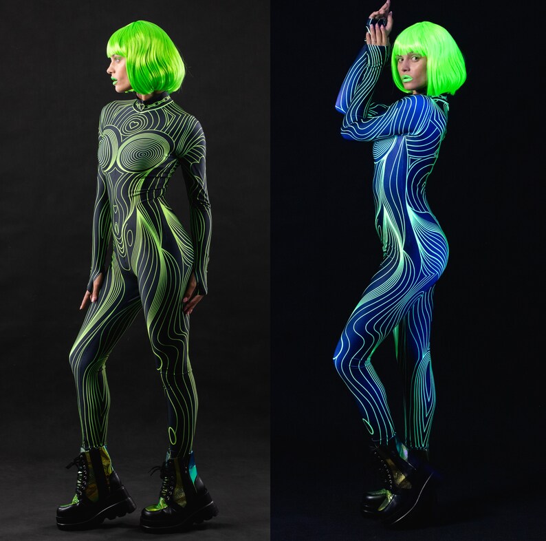 NEON OUTLINE UV Reactive Costume for Women, Adult Halloween Costume ...