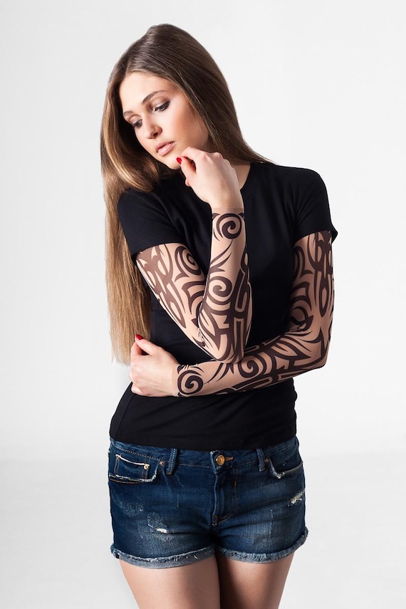 TRIBAL Tattoo Tshirt, Temporary Tattoo, Tattoo Sleeve, Womens