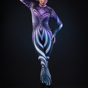 PURPLE SPIRAL Costume for Women, Hypnotizing Costume, Cosplay Costume, 3D Outstanding Halloween Costume, Festival Clothing, Purple Catsuit image 3