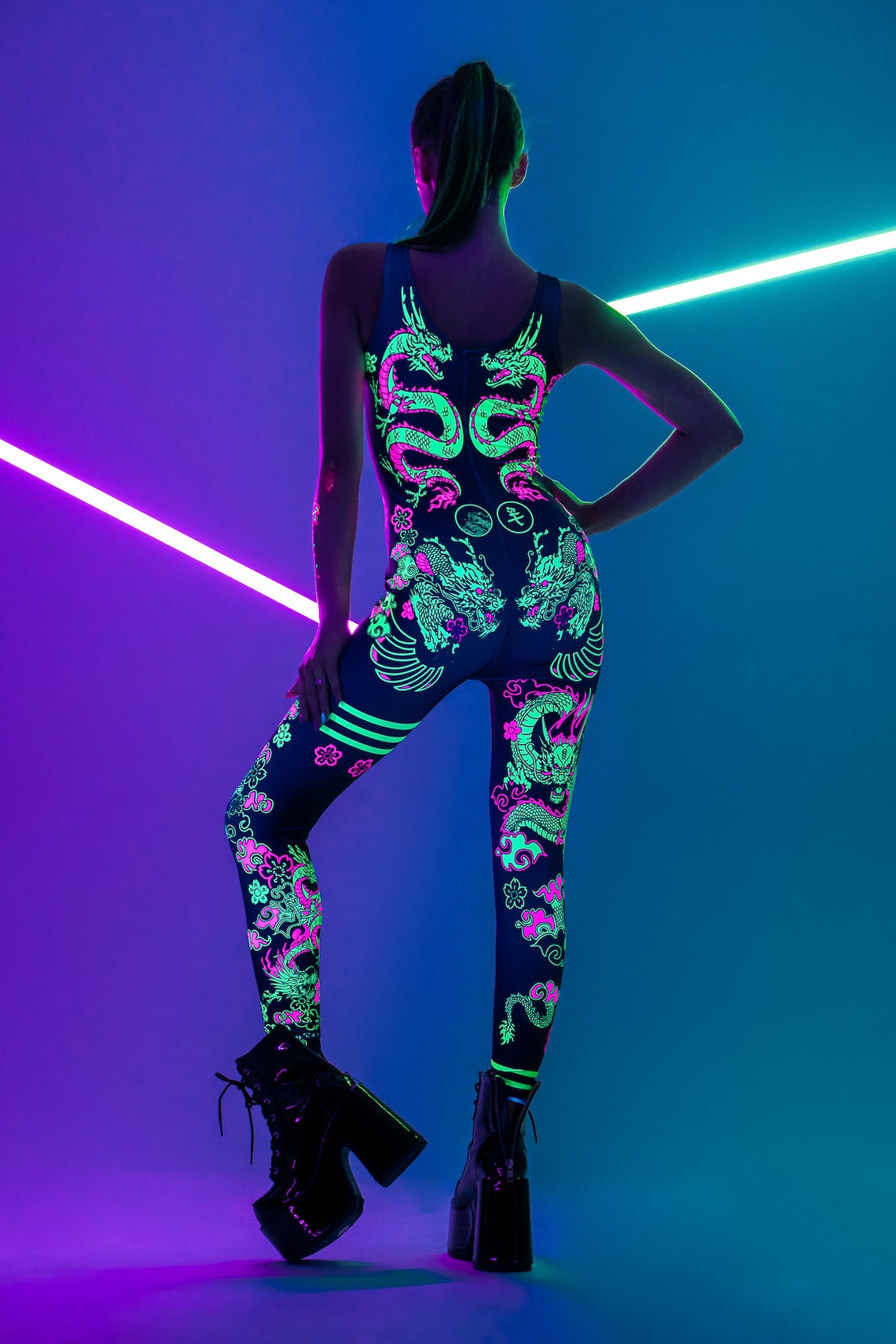 CHINESE DRAGONS UV Light Set Costume Neon Catsuit Rave - Etsy