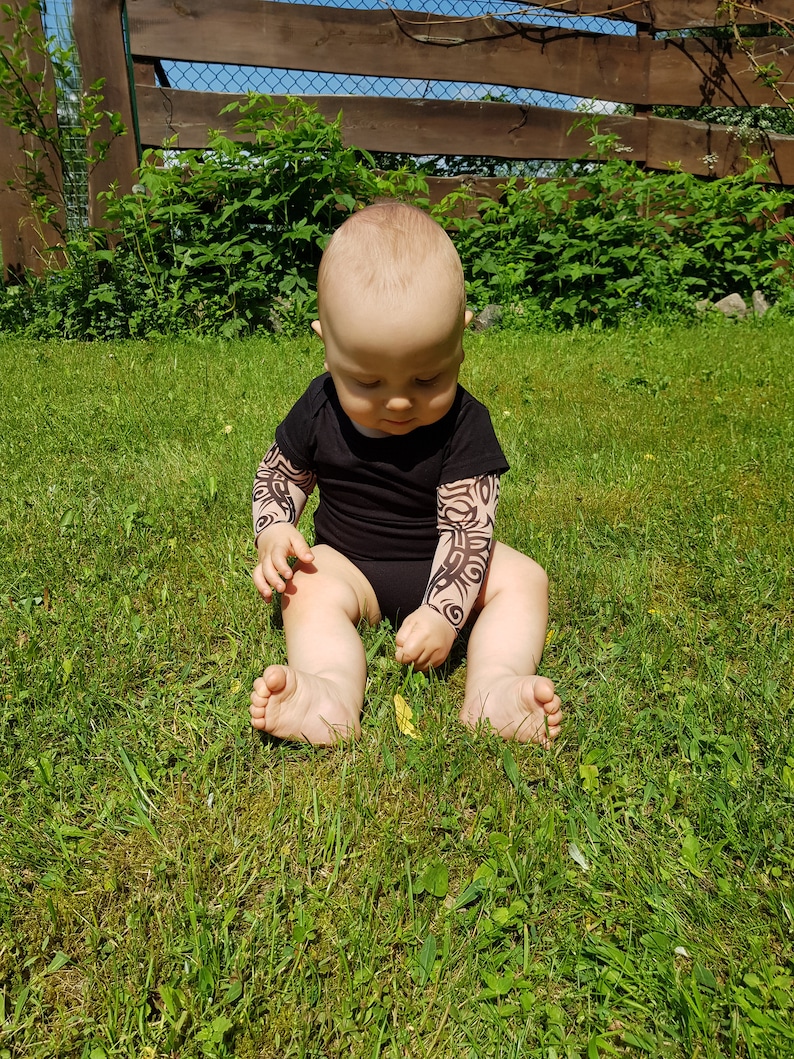 Tribal Baby Tattoo Bodysuit Infant Tattoo Sleeve Bodysuit Etsy