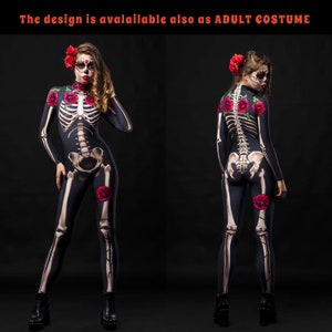 LADY DEATH Halloween Costume KIDS Edition, Kids Full Body Skeleton Costume, Sugarskull Halloween Costume, Day of the Dead Costume for Kids image 8