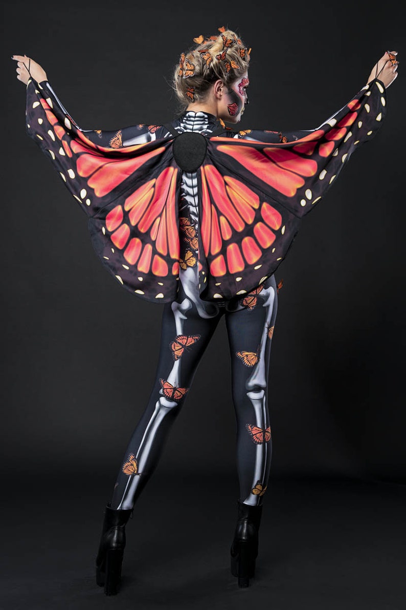 LADY BUTTERFLY Skeleton Halloween Costume & WINGS, Skeleton and Monarchy Butterlies Costume, Day of the Dead Costume, Halloween Costume image 2