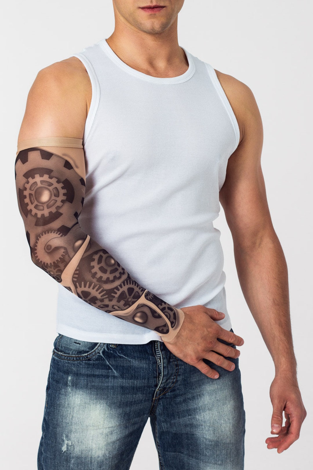 Temporary Tattoo TIME FOR MACHINES (black), Unisex Mesh Tattoo
