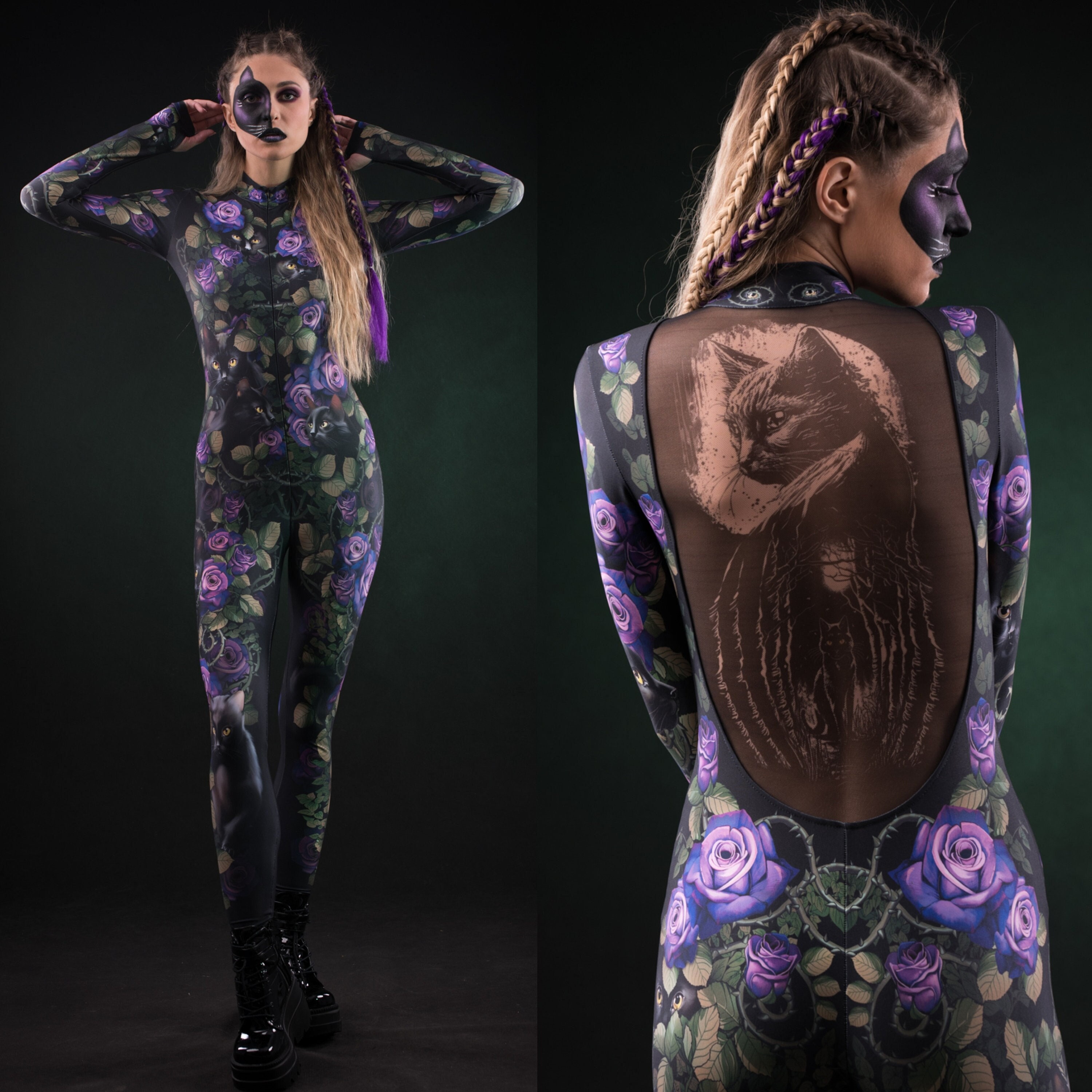 MATRIX Disfraz de Halloween para Mujer, Disfraz de Halloween para Mujer,  Mono con Efecto Tatuaje en la Espalda, Tema Conejo Blanco, Tema Matrix -   México
