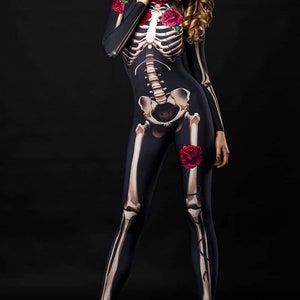 LADY DEATH Disfraz de Halloween para mujer, Esqueleto de cuerpo completo para adultos, Disfraz de esqueleto, Disfraz de Halloween Sugarskull, Disfraz de Día de Muertos imagen 2