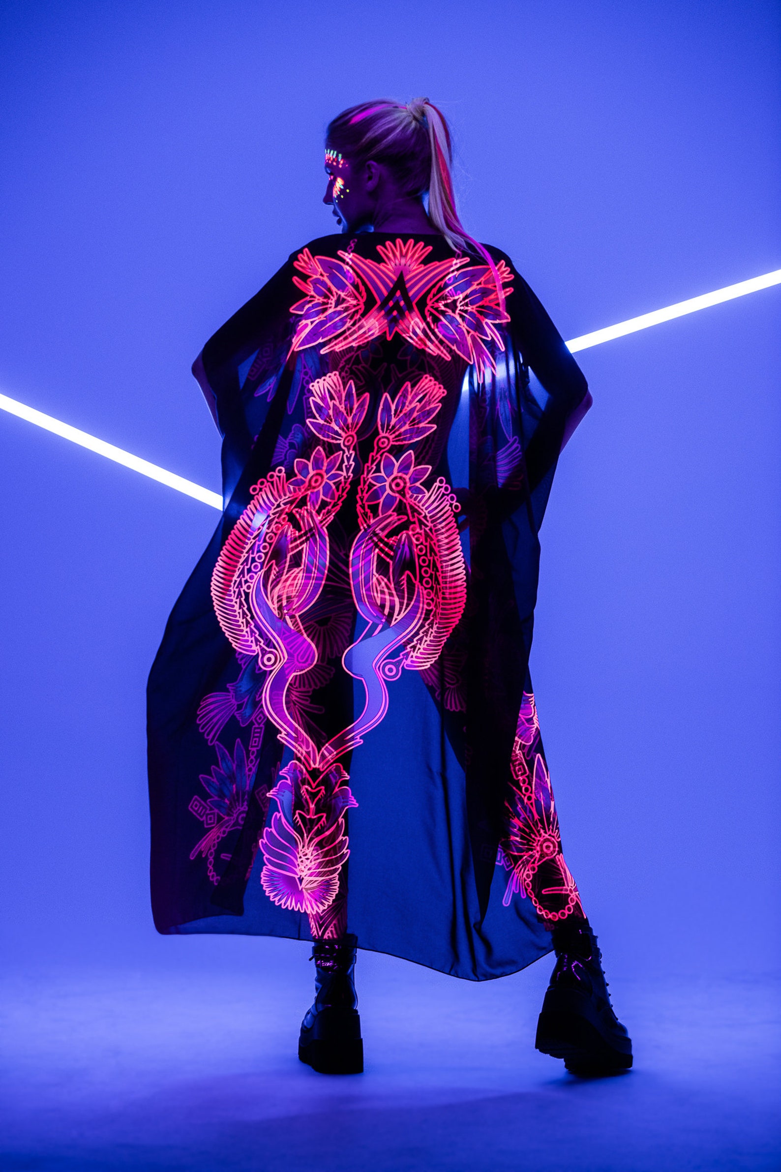NEON FLOWERS UV Light Set Costume, Neon Bodysuit, Rave Onsie, Festival ...