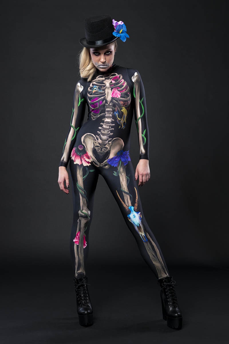 Costume de squelette os fluorescent