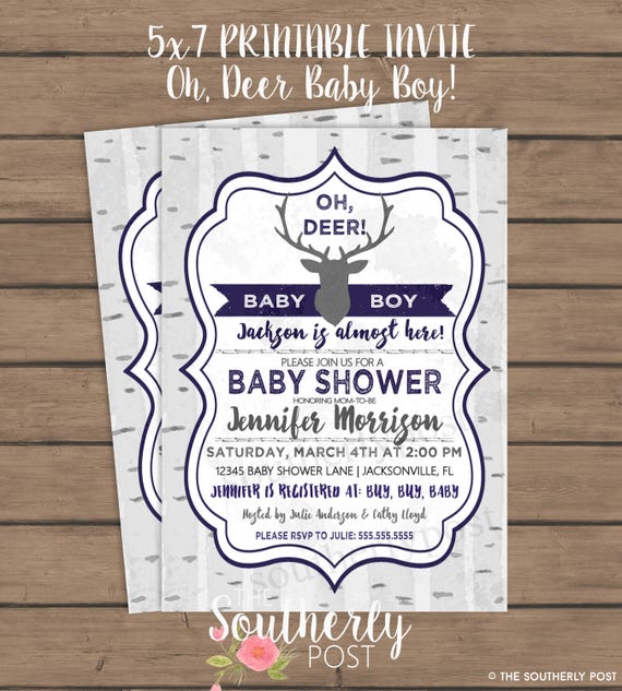 Oh Deer Baby Shower Invitation Buck Boy Hunting Image 0