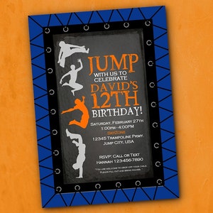 Jump Trampolin Geburtstagsparty Einladung