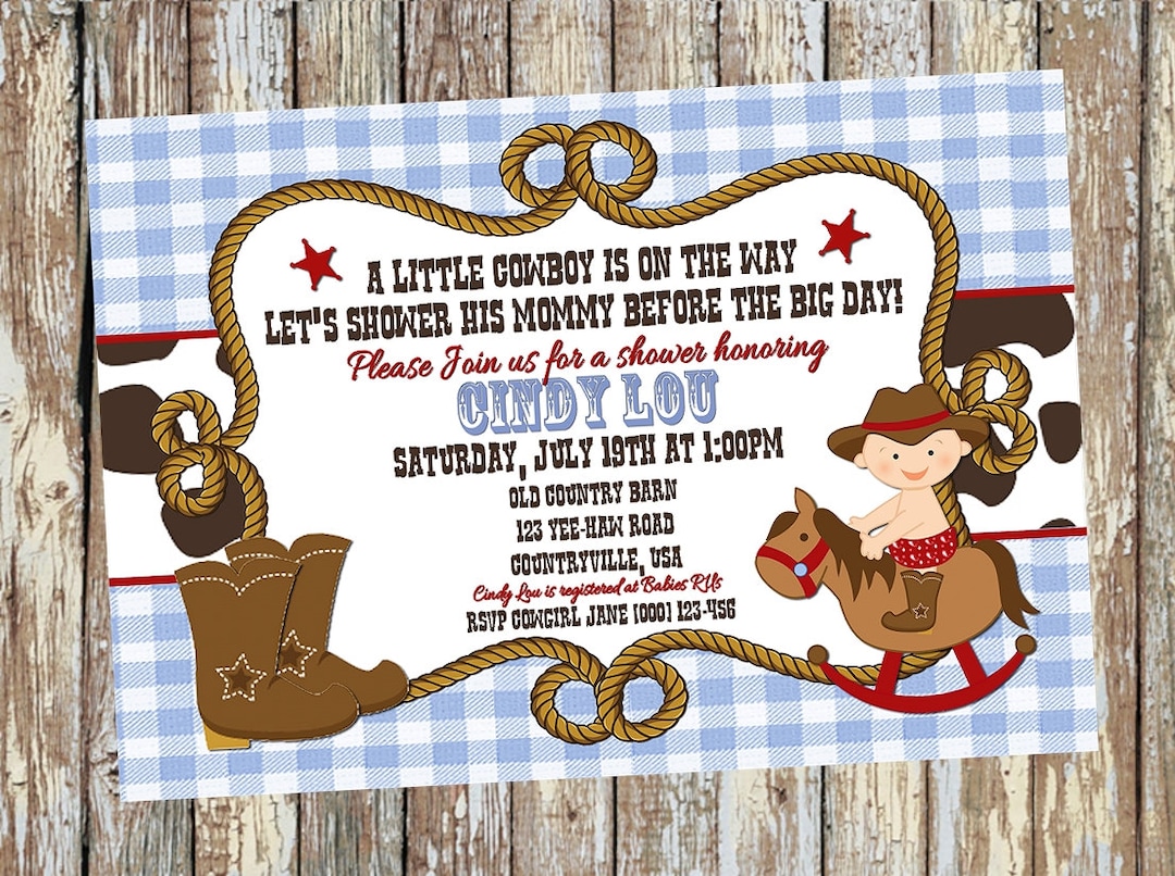 Cowboy Baby Shower Invitation Etsy