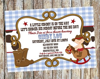 Cowboy-Babyparty-Einladung