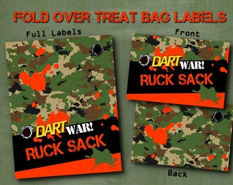 Treat Bag Labels - Dart War Birthday Party