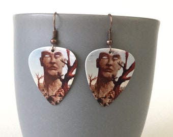 Surreal Art Earrings, Guitar Pick Earrings, Repurposed Guitar Picks