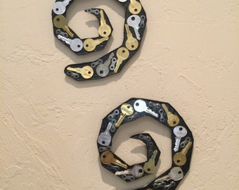 Upcycled Keys, Industrial Wall Art, Scrap Metal Spirals