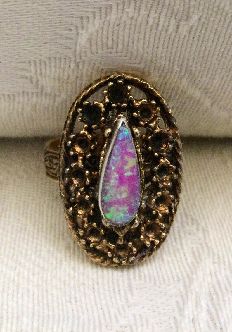 Vintage Style Jewelry Fire Opal Ring Upcycled Jewelry