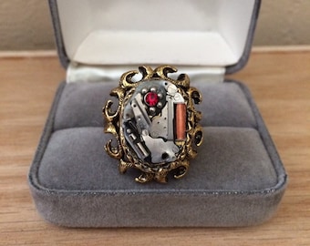 Steampunk Watch Ring: Upcycled Filigree Statement Ring