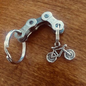 Bike Chain Keychain/Cyclist Gift/Bike Charm/Recycled Bike Chain image 1