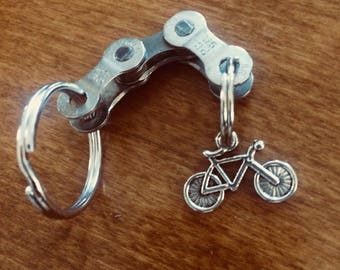 Bike Chain Keychain/Cyclist Gift/Bike Charm/Recycled Bike Chain