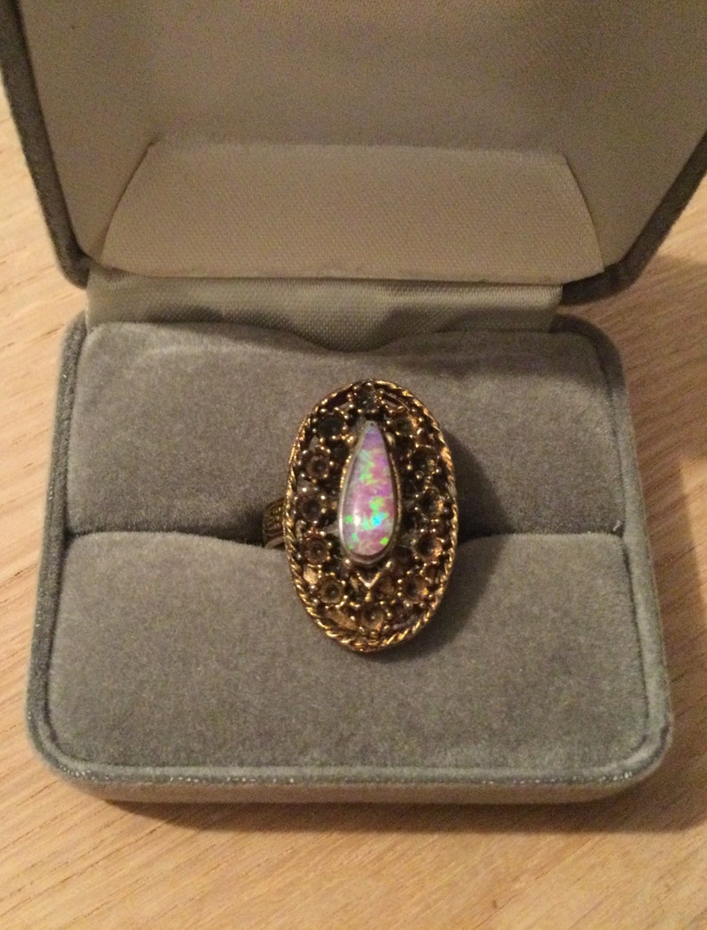 Vintage Style Jewelry Fire Opal Ring Upcycled Jewelry