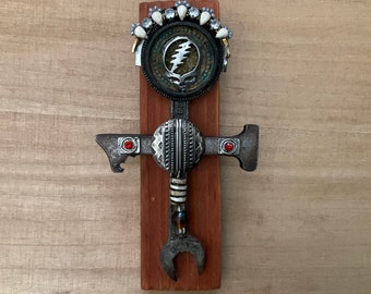 Gifts For Deadheads, Assemblage Art, Unique Wall Hanging