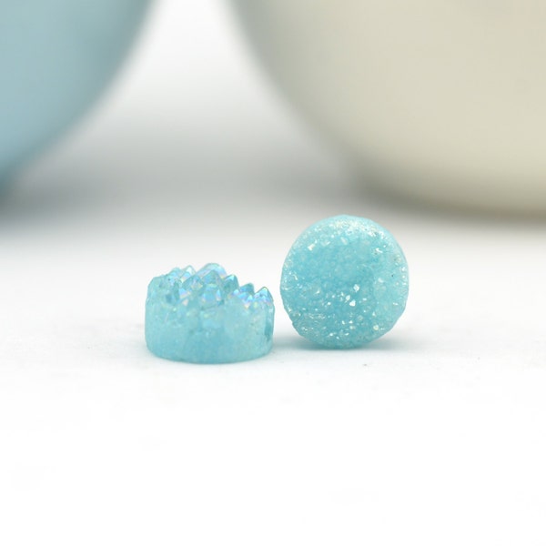 Blue Druzy Beads | Light Blue Druzy Quartz Calibrated | 10mm Round Druzy | Drilled Druzy Quartz |2 Sky Blue Druzy Beads | REAL Druzy