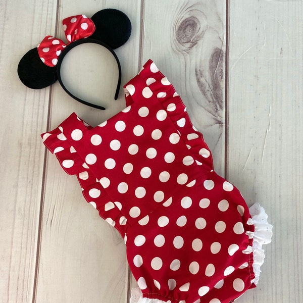 Minnie Mouse Romper, Toddler Girls Minnie Mouse Romper, Minnie Mouse Inspired Romper, Disney Minnie Mouse Onesie, Red Minnie Mouse Clothes