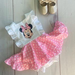 Minnie Mouse Dress, Girls Toddler Minnie Mouse Dress, Disney Inspired Minnie Mouse Dress, Pink Minnie Mouse Dress, Pinafore Dress