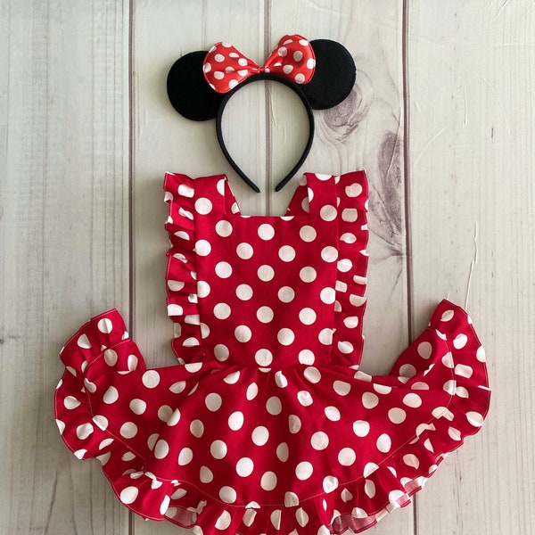 Minnie Mouse Dress, Girls Toddler Minnie Mouse Dress, Disney Inspired Minnie Mouse Dress, Minnie Mouse Pinafore Dress, Minnie Pinny