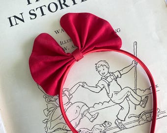 Red Bow Headband, Child Red Bow Headband, Holiday Red Bow Headband, Snow White Red Bow, Kiki Red Bow Headband, Toddler Red Bow