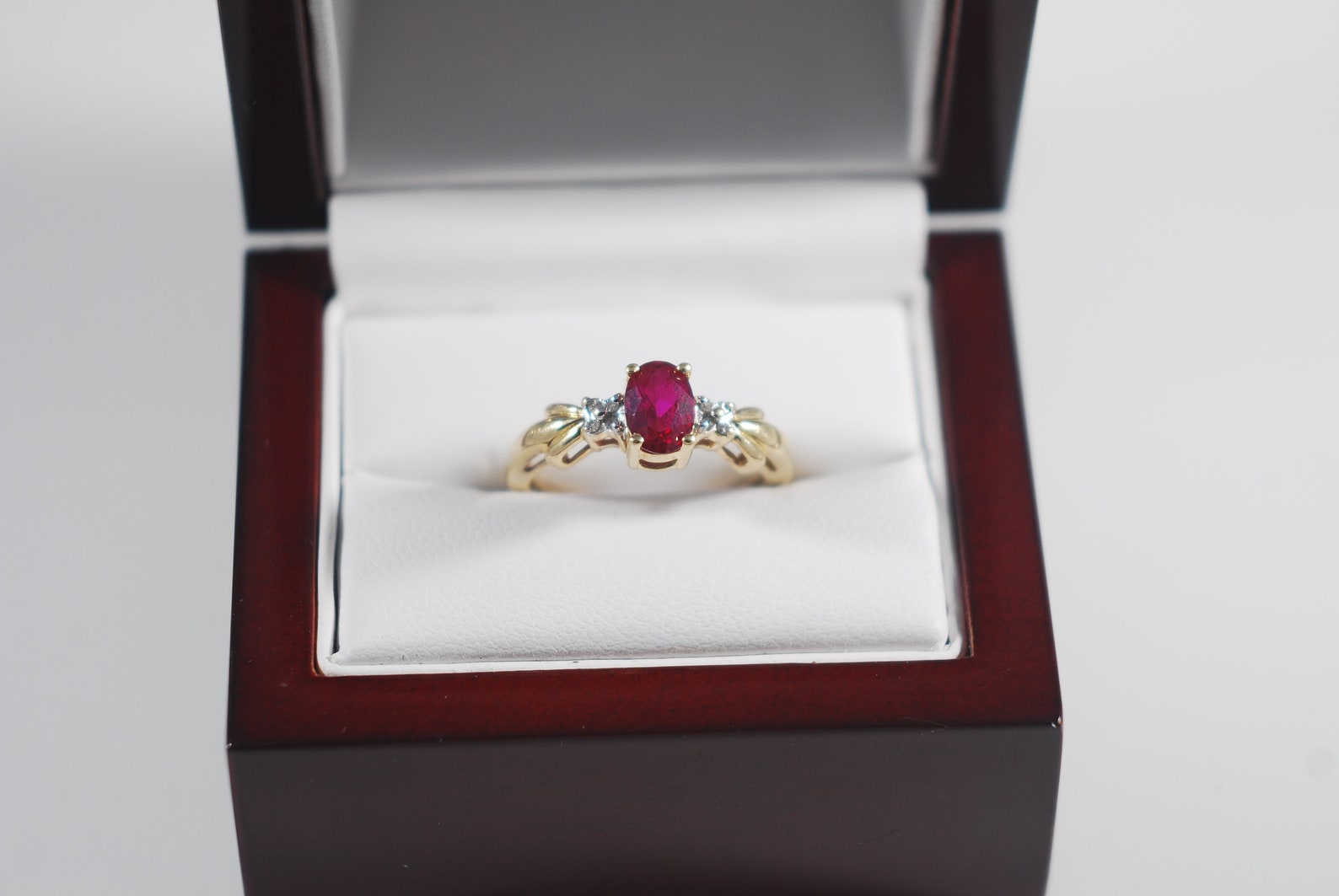 Vintage GTR 10k Yellow Gold Ring 7x5mm Pink Lab Ruby Oval Cut - Etsy