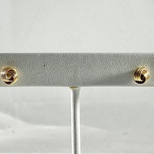 Vintage Small Petite Love Knot Stud Earrings 14k Yellow Gold