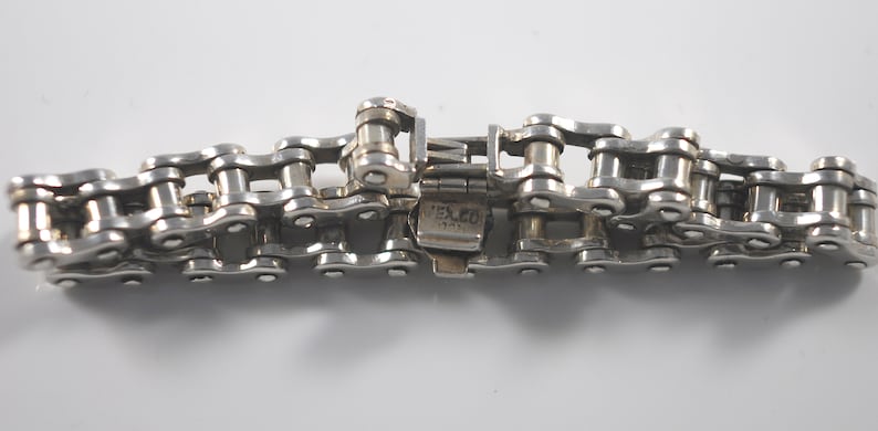 Harley Davidson Bracelet Vintage Heavy Sterling Silver 925 Motorcycle Chain Link Style Unisex Biker